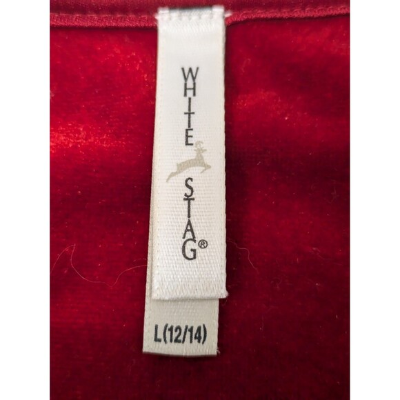 White Stag Black/Red Crushed Velvet Christmas Floral Print Long Sleeve Top sz L - Picture 10 of 11